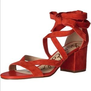 Sam Edelman Sheri Suede Block Heel Sandal - Sheri Red Size 8